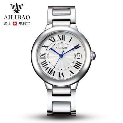 瑞士爱利宝正品手表男 蓝气球钢带休闲经典男式手表复古罗马表
