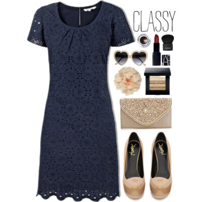 A fashion look from March 2014 featuring Yves Saint Laurent pumps, Accessorize clutches and John Lewis brooches. Browse and shop related looks.