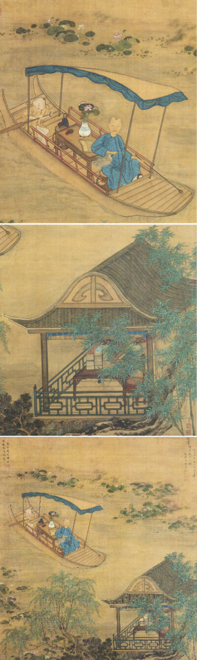 #北京文物精粹大系·绘画卷# 张照像轴：清，焦秉贞、蒋廷锡。绢本设色，纵80.8厘米，横73厘米，首都博物馆藏。焦秉贞，宫廷画家，擅画山水、人物、花卉、楼阁。此图作于雍正四年（1726），是为清代书法家张照绘制的行…