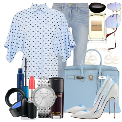 A fashion look from April 2014 featuring Kenzo blouses, Frame Denim jeans and MICHAEL Michael Kors watches. Browse and shop related looks.