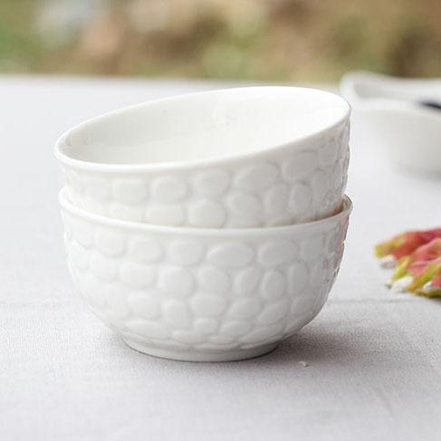 3.5寸反口碗陶瓷纯白浮雕碗烘焙碗零食碗创意点心碗水果碗