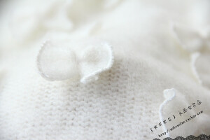 秋装女外贸原单韩版甜美加厚立体蝴蝶结七分袖套头毛衣上衣