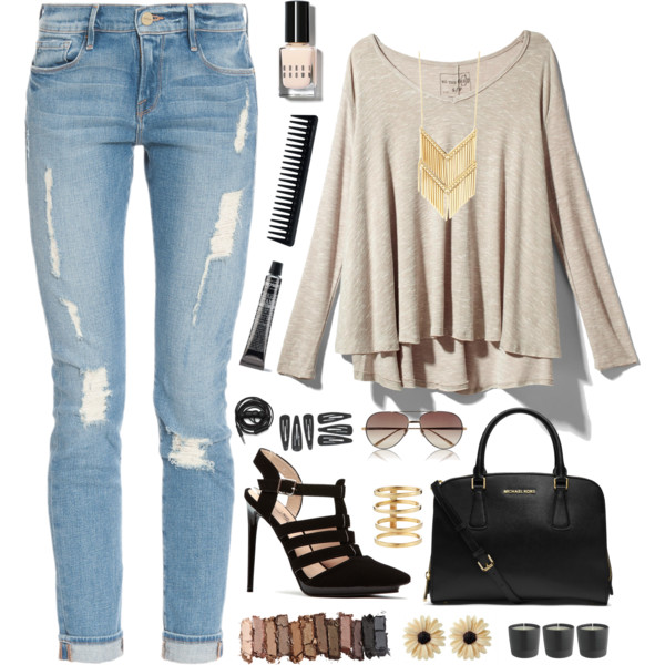 A fashion look from June 2014 featuring Free People t-shirts, Frame Denim jeans and MICHAEL Michael Kors handbags. Browse and shop related looks.