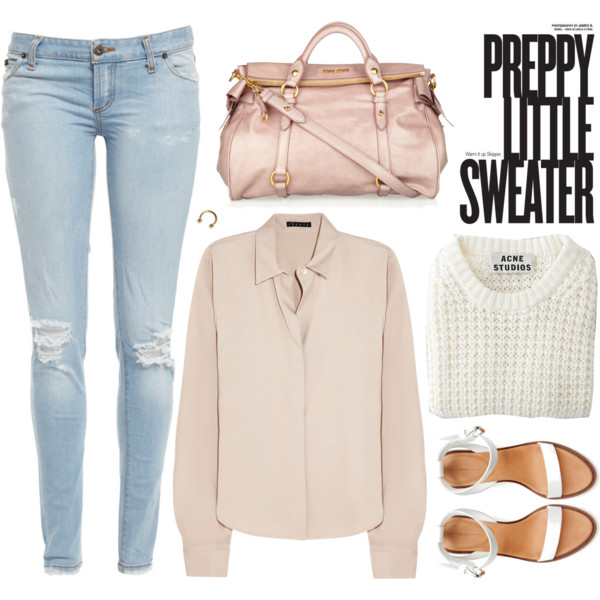 A fashion look from August 2013 featuring Theory tops, Acne Studios sweaters and Bardot jeans. Browse and shop related looks.