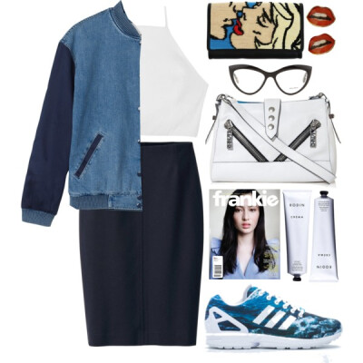 A fashion look from July 2014 featuring rag &amp;amp; bone tops, Monki jackets and Uniqlo skirts. Browse and shop related looks.