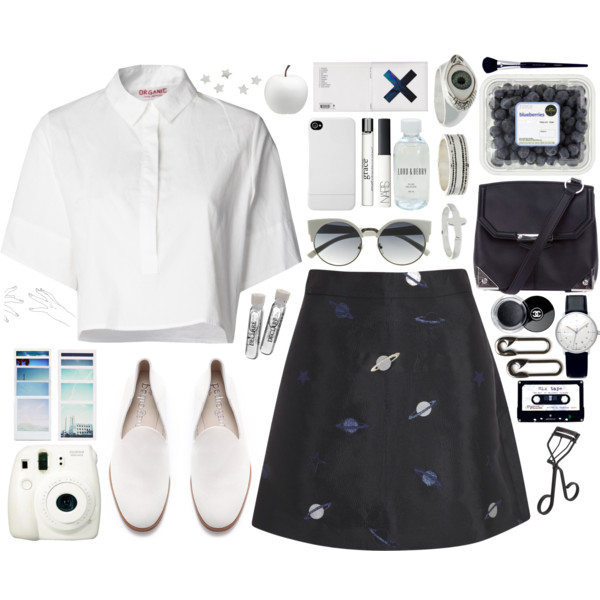 A fashion look from January 2014 featuring Organic by John Patrick tops, Lulu and Co. skirts and Pedro García flats. Browse and shop related looks.