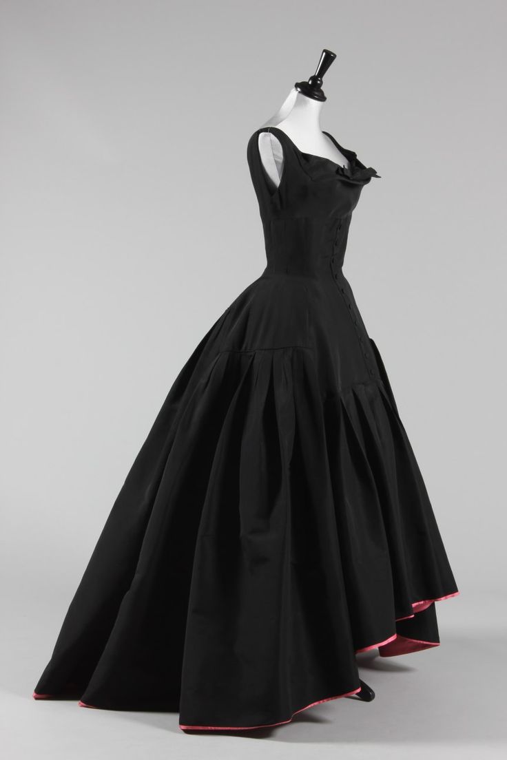 A Pierre Balmain black faille ball gown, circa 1950,