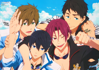 Tags: Scan, Official Art, Kyoto Animation, Matsuoka Rin, Tachibana Makoto, Nanase Haruka (Free!), Free!, Yamazaki Sosuke