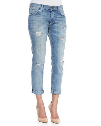 T8WAT Current/Elliott The Fling Relaxed Destroyed Jeans, Super Loved