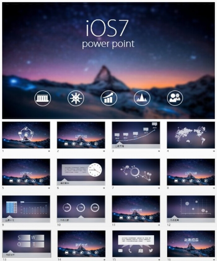 iOS风格唯美动态ppt商务模板