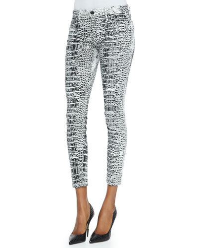 T8HCB Joe's Jeans Croc-Print Mid-Rise Legging Jeans