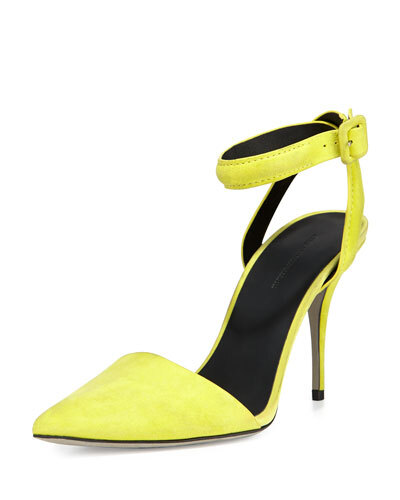 X2C0Y Alexander Wang Lovisa Suede Ankle-Wrap Pump, Citrine