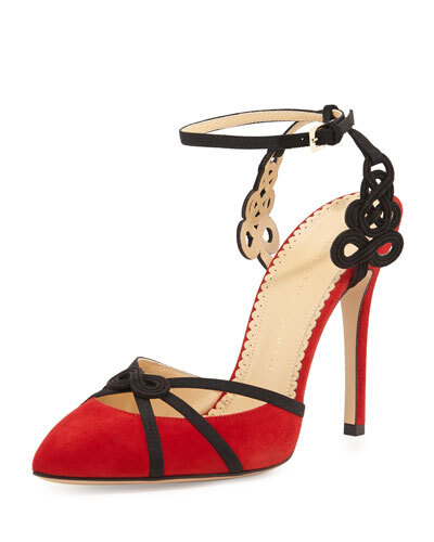 X29YK Charlotte Olympia Minx Strappy Ankle-Wrap Pump, Chinese Red