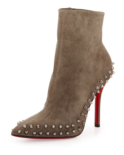 X2AE4 Christian Louboutin Willetta Suede Red Sole Bootie