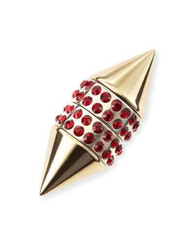 Y22G6 Givenchy Single Small Double Cone Magnetic Shark Earring with Red Crystals