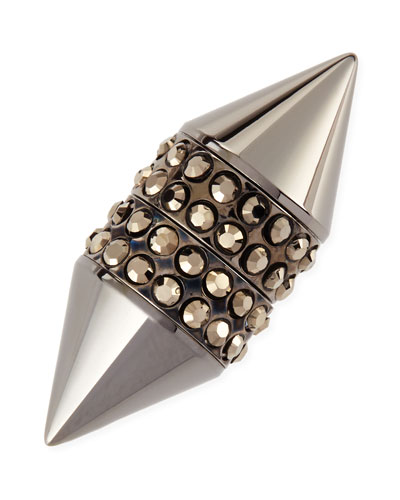 Y1W4M Givenchy Single Dark Ruthenium Small Double Cone Magnetic Shark Earring with Crystals