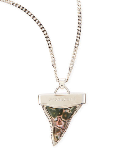 Y1W4V Givenchy Silvertone Doubled Shark Tooth Necklace, Jasper/Rhodonite