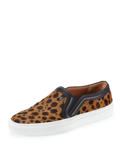 X273U Givenchy Leopard-Print Calf Hair Slip-On Sneaker