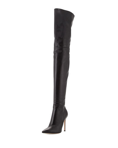 X26TK Gianvito Rossi Leather Over-the-Knee Boot, Black