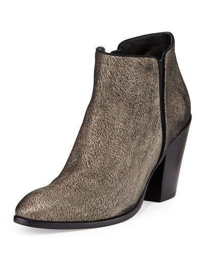 X28YL Giuseppe Zanotti Metallic Textured Ankle Boot, Black/Gold