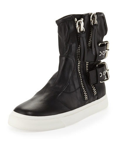 X22S6 Giuseppe Zanotti Biker Jacket High-Top Sneaker, Black