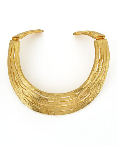 Y1N9X Kenneth Jay Lane Hammered Satin Golden Collar Necklace