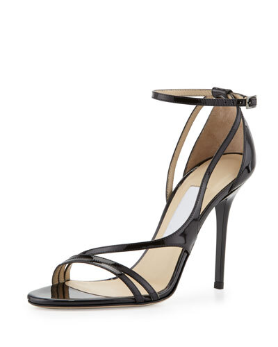 X25X2 Jimmy Choo Valdez Strappy Patent Sandal, Black