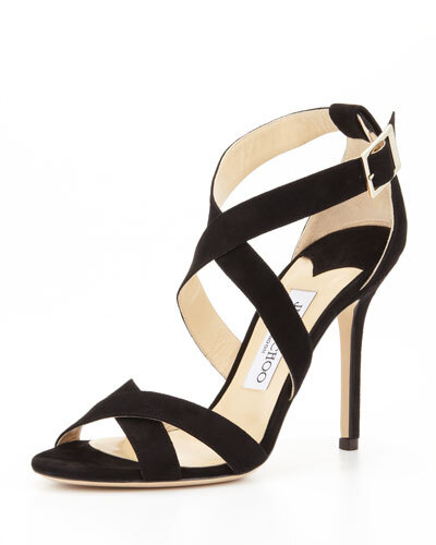 X1XTC Jimmy Choo Lottie Suede Crisscross Sandal, Black