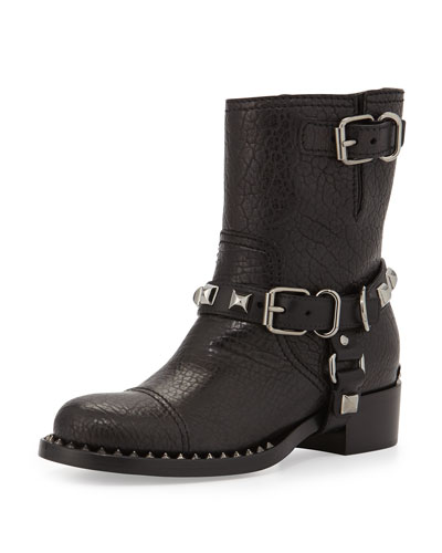 X26VN Miu Miu Short Studded Motorcycle Boot