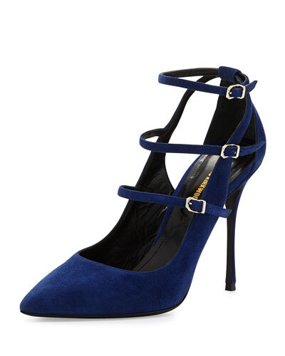 X2AXK Nicholas Kirkwood Suede Multi-Strap Point-Toe Pump