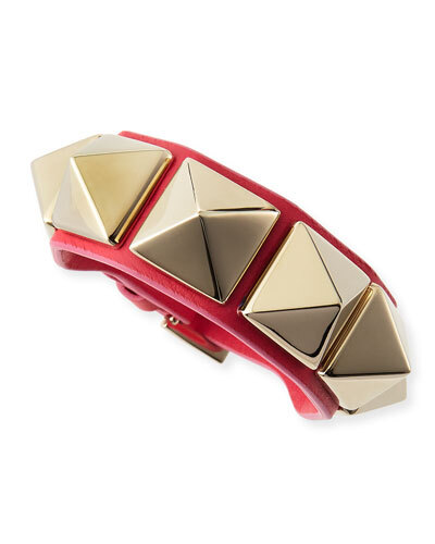 Y26FM Valentino Medium Rockstud Leather Bracelet, Blush