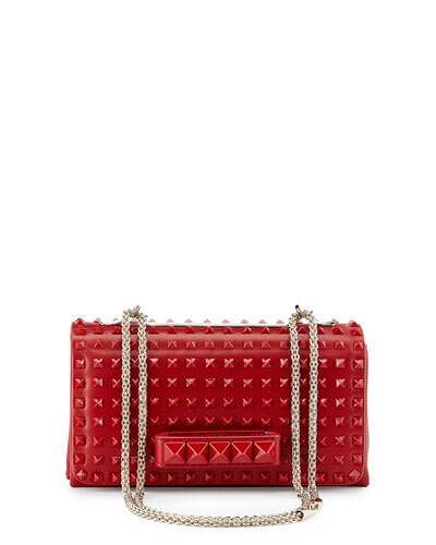 V20JP Valentino Va Va Voom Rockstud Shoulder Bag, Red