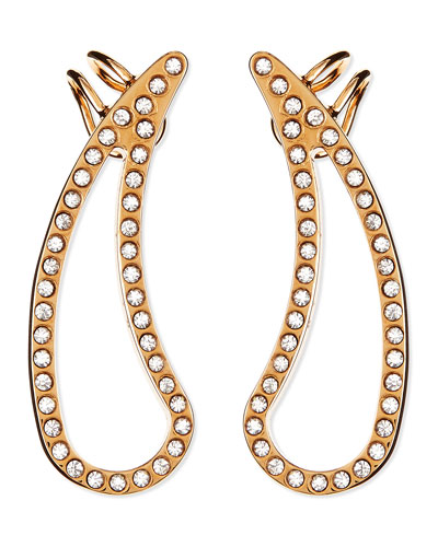 Y1Z13 Vita Fede Crystal Teardrop Cutout Pierced Earring Cuffs, Rose Gold Plate