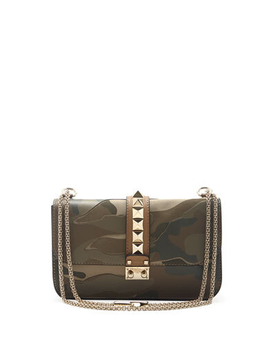 V1V5A Valentino Camo Glam Lock Rockstud Flap Bag