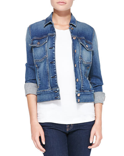 T8JGT 7 For All Mankind Classic Faded Denim Jacket, Absolute Heritage