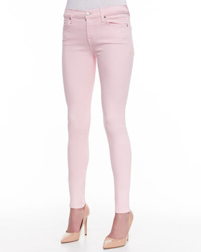 T7P14 7 For All Mankind The Ankle Skinny Jeans, Blush Pink