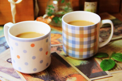 波点文艺格子杯创意马克杯水杯陶瓷杯子咖啡杯早餐杯可爱韩式包邮