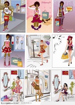 9款时尚潮流矢量人物素材