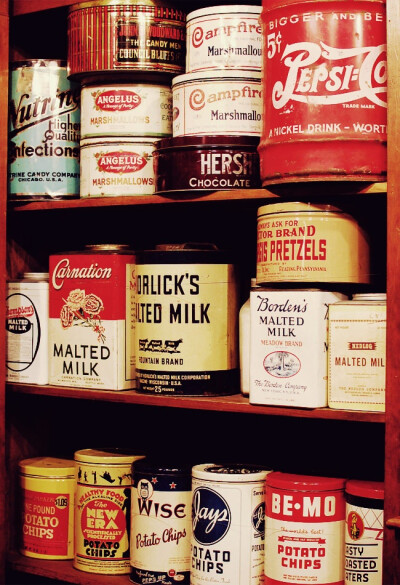 These are in a 1930s general store museum. Wonder what the products looked like in 1880s, or did they just buy everything in bulk?