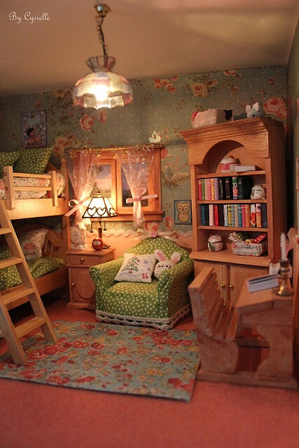 Miniature dollhouse bedroom