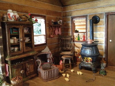 This is my fairytale log cabin dollhouse miniature fairy house project with hedgehog family. Thx for looking! :)