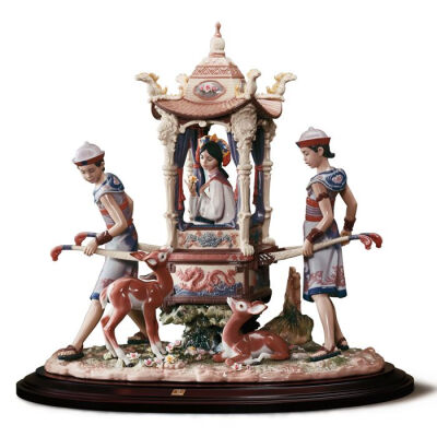 代购 限量 西班牙Lladro Around the World雅致工艺品 抬轿子 52X57cm