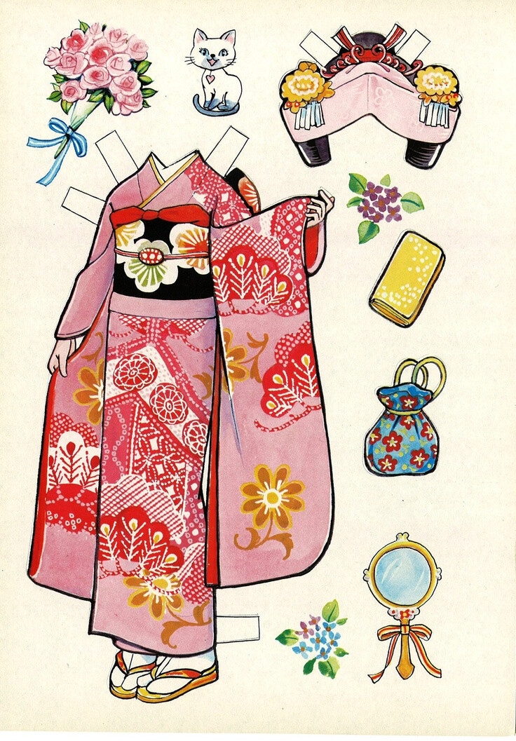 Kimono paper dolls