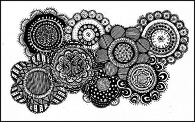 doodle flowers, pen