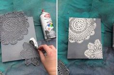 Decorate your notebook using white (or any colour, I guess) paint and a doilies. Notebook decor. :)