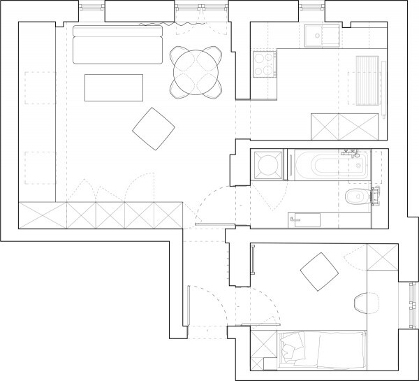 【{漂亮的华沙顶层公寓}】作者：081 Architects 平面布置图