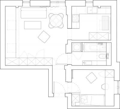 【{漂亮的华沙顶层公寓}】作者：081 Architects 平面布置图