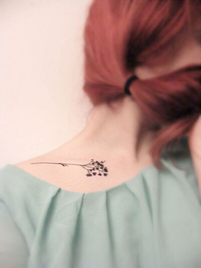 Floral Flower Silhouette Temporary Tattoo - Minimalist