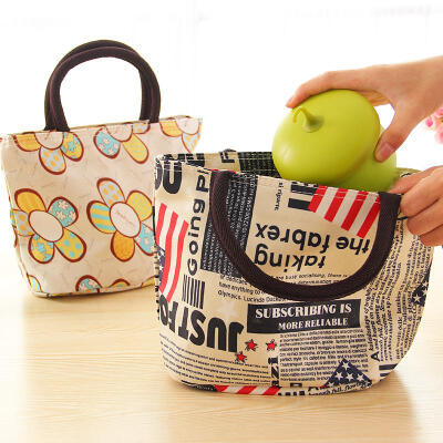 日式印花手提防水便当包 学生午餐饭盒手提袋户外野餐帆布小拎包