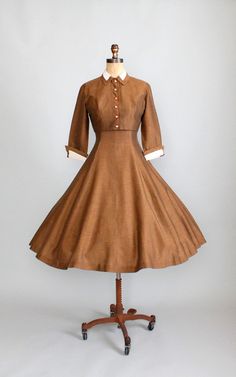 Vintage 1950s Bronze Dress and Jacket.